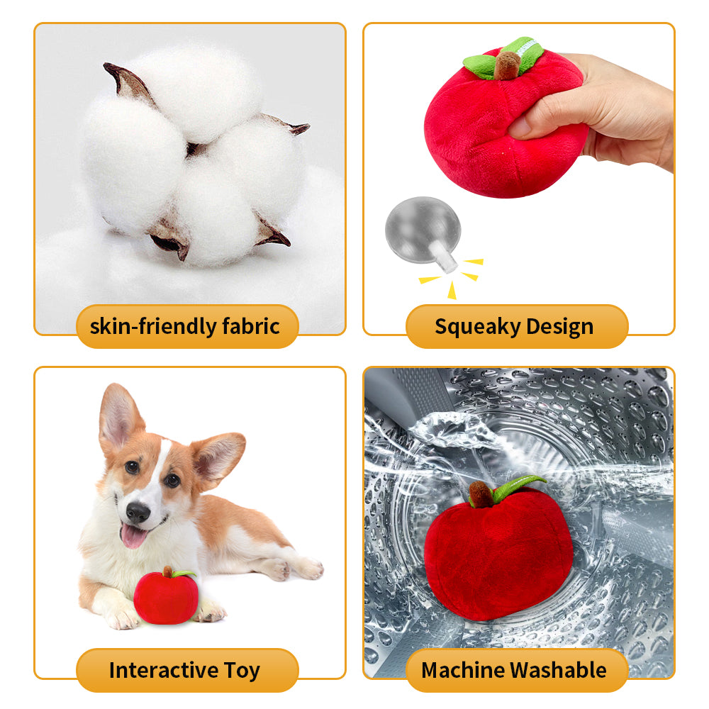 Woofunny Christmas Apple Plush Squeaky Dog Toy