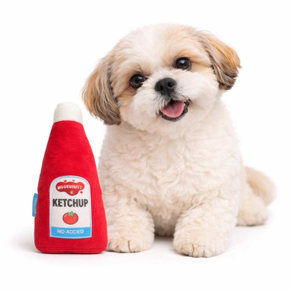 Woofunny Ketchup Plush Squeaky Dog Toy
